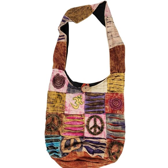 Peace Love Hippie Crossbody Boho Bag Large Gypsy Festival - Picture 1 of 4